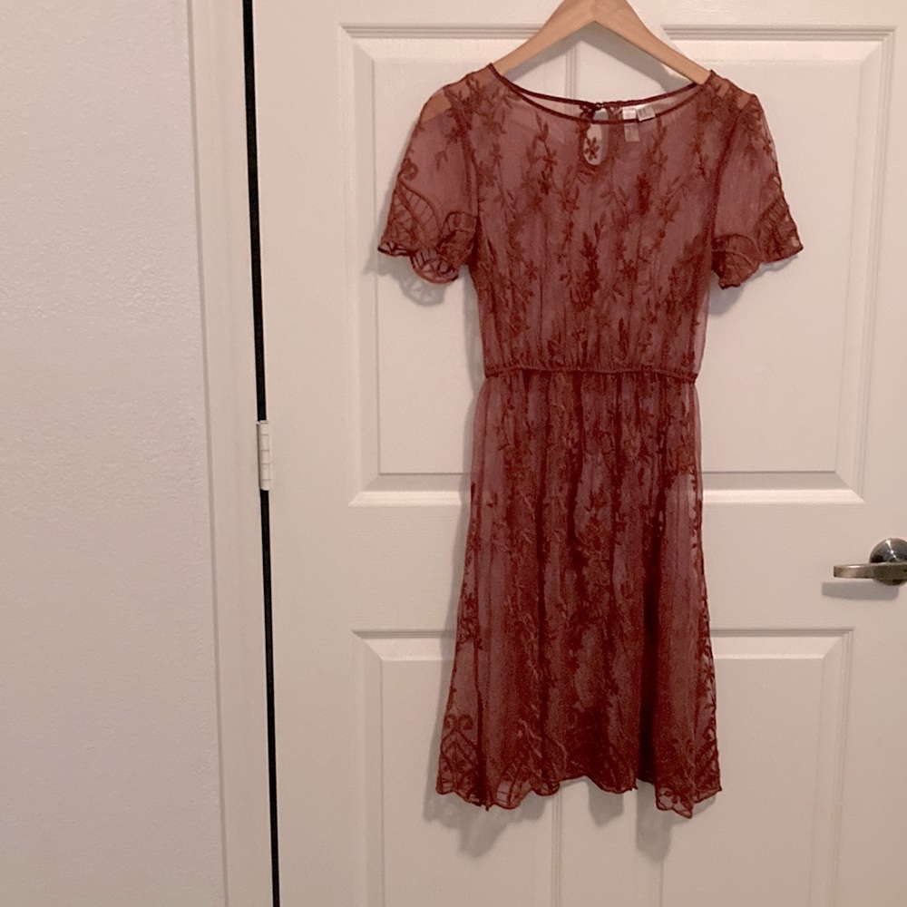 Floral dress rust red brown